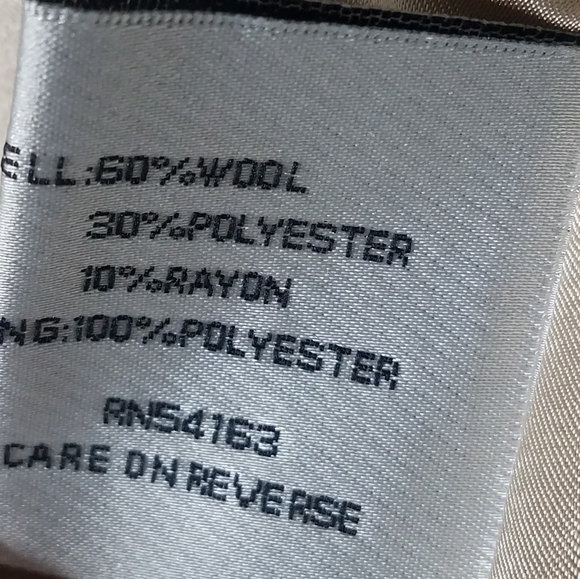 Kenneth Cole Cream Wool Blend Peacoat 2P - Picture 9 of 9